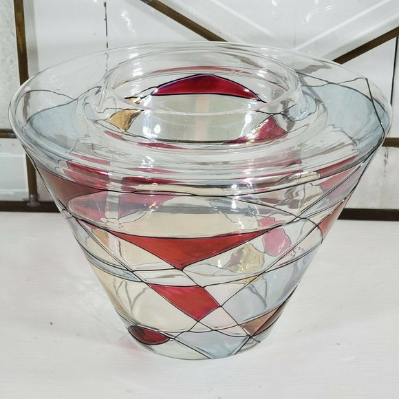 PartyLite Mosaic Calypso Jar Glass Candle Shade P8595 Stained Glass 5 x 6.5"Wide - Picture 4 of 6